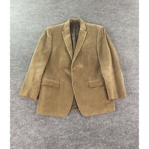 Ralph Lauren Sport Coat 44 L Taupe Cotton Corduroy Ribbed Leather Buttons LRL
